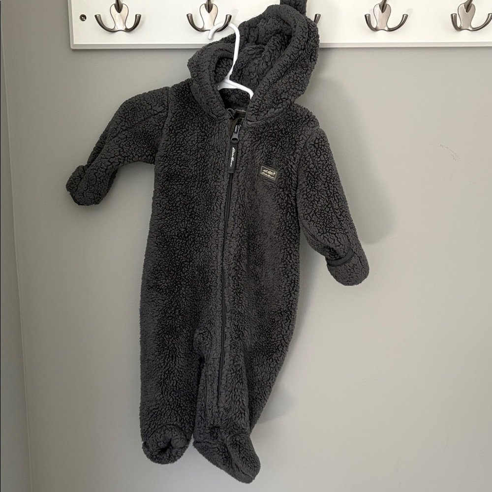 Eddie Bauer Gray Sherpa Fleece Jacket -3/6M